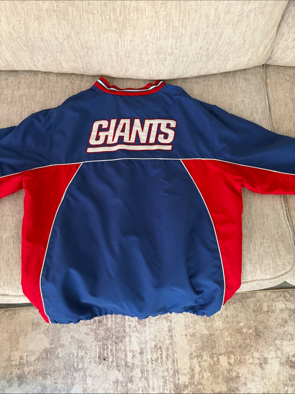 Vintage NFL New York Giants Blue/Red Pullover Windbreaker Jacket Men's XL - Picture 3 of 4